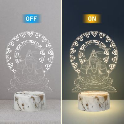 3D Illusion Lord Hanuman  Night Lamp with Warm White Led Light Devotional Table Lamp Home Office Pooja Room Decoration Light